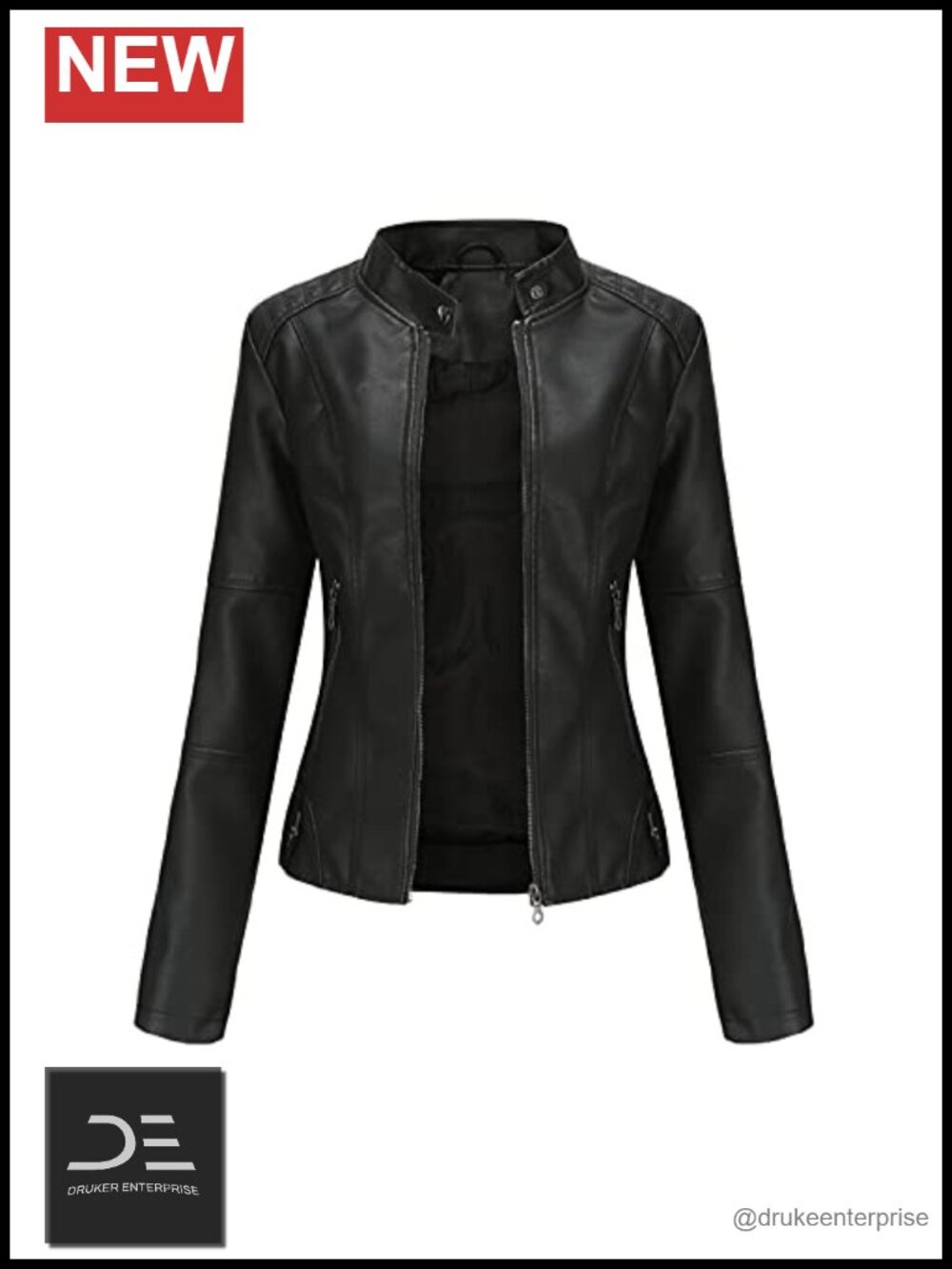 Faux Leather Jacket Women's Belted Motorcycle Bomber Jacket